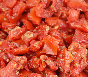 Oven Roasted Semi-Dried IQF Frozen Marinated 10x10 Diced Tomatoes